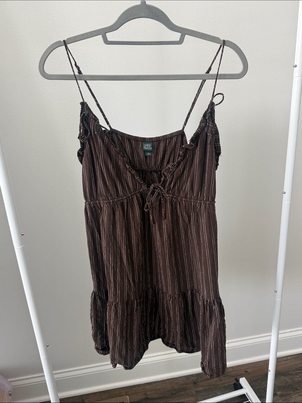 wild fable Brown Striped Spaghetti Strap Mini Dress